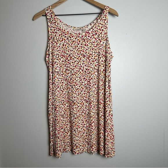 LOGO Lori Goldstein Scoop Neck Floral Tunic Tank Top, Size L, Yellow Red Blue - Picture 1 of 6